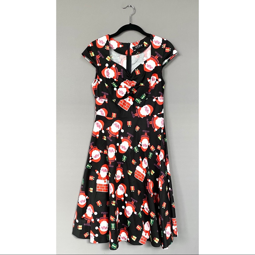 🆕 NWOT Oten Santa/Gift Box Print 50’s Style Dress